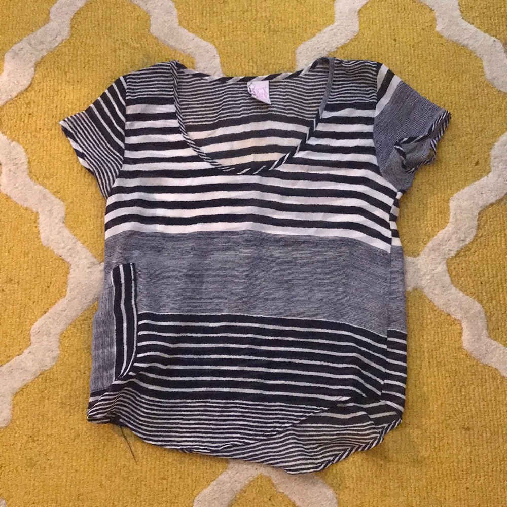 Striped semi-sheer blouse
